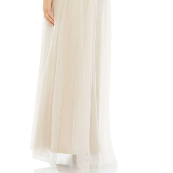 MAC DUGGAL 9132 EMBELLISHED ILLUSIONS HIGH NECK LONG SLEEVE VANILLA GOWN sz 8 - Picture 5 of 5